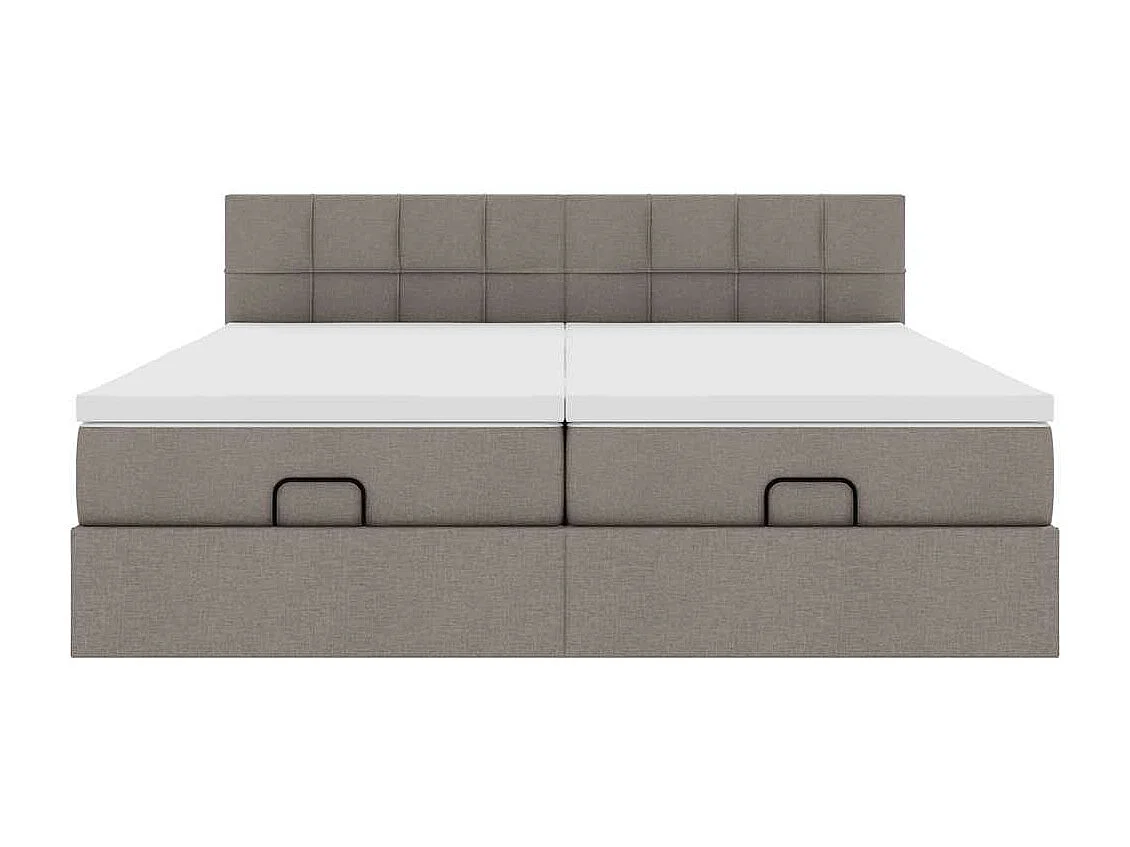Estructura de cama otomana colchones tela gris pardo 180x200 cm