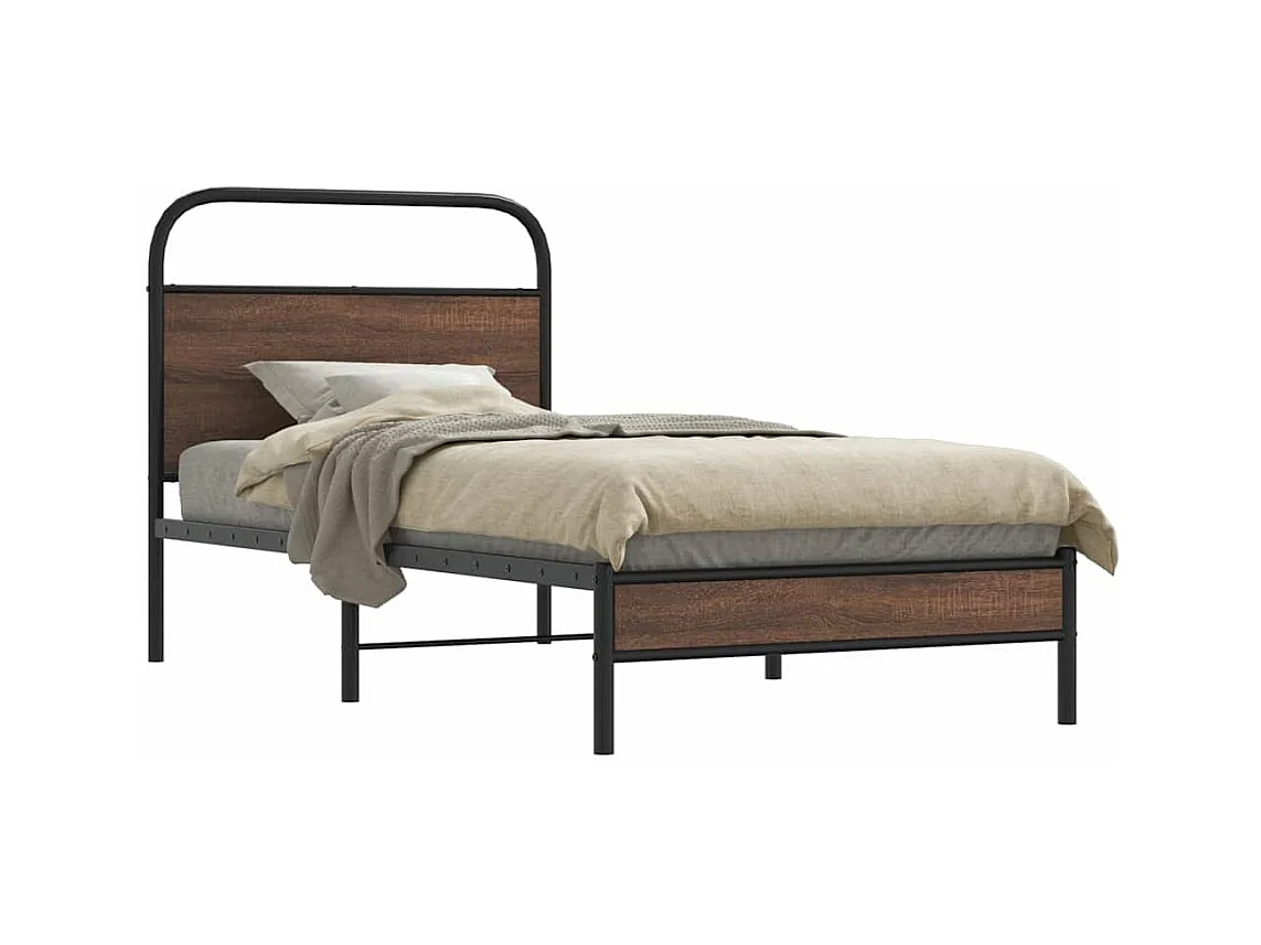 Cadre de lit sans matelas 90x200cm chêne marron bois ingénierie