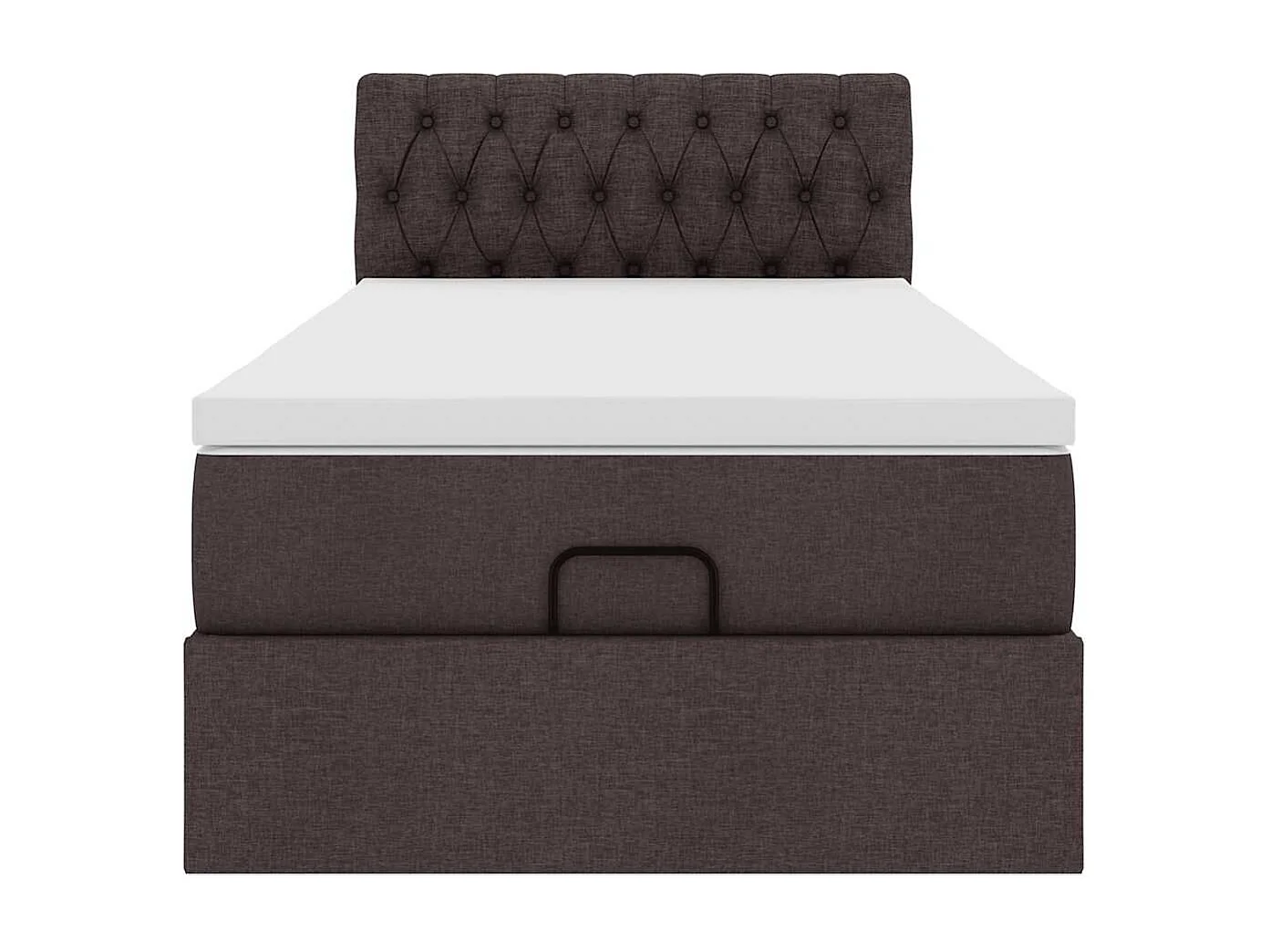Estructura cama otomana colchón tela marrón oscuro 90x190 cm