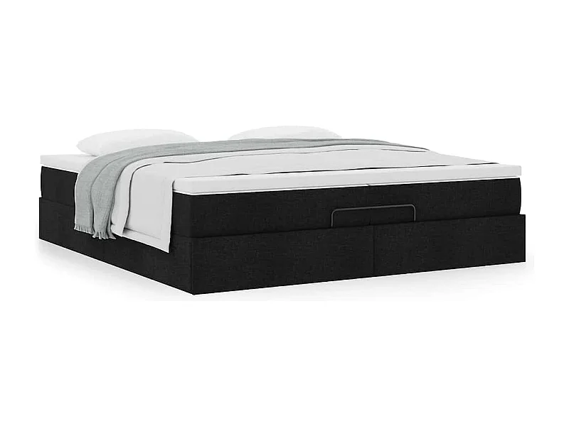 Cadre de lit ottoman avec matelas noir 200x200cm tissu