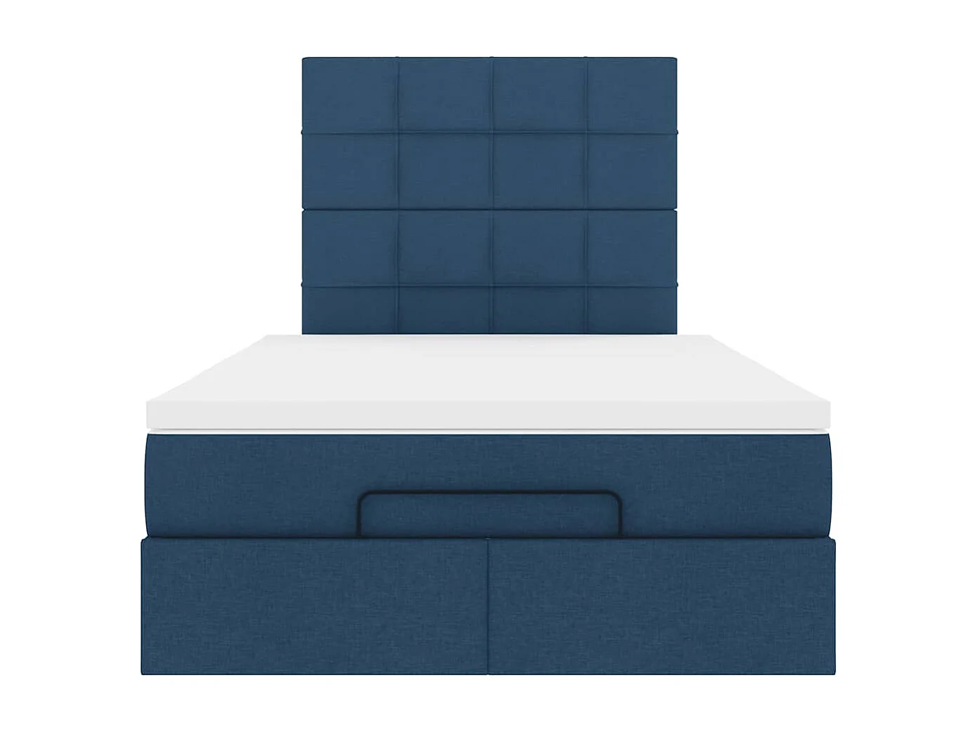 Estructura de cama otomana con colchón tela azul 120x200cm
