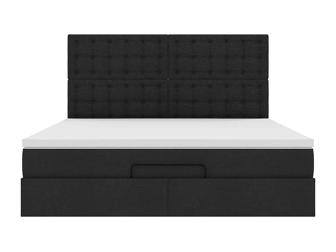 Cadre de lit ottoman avec matelas noir 180x200 cm tissu