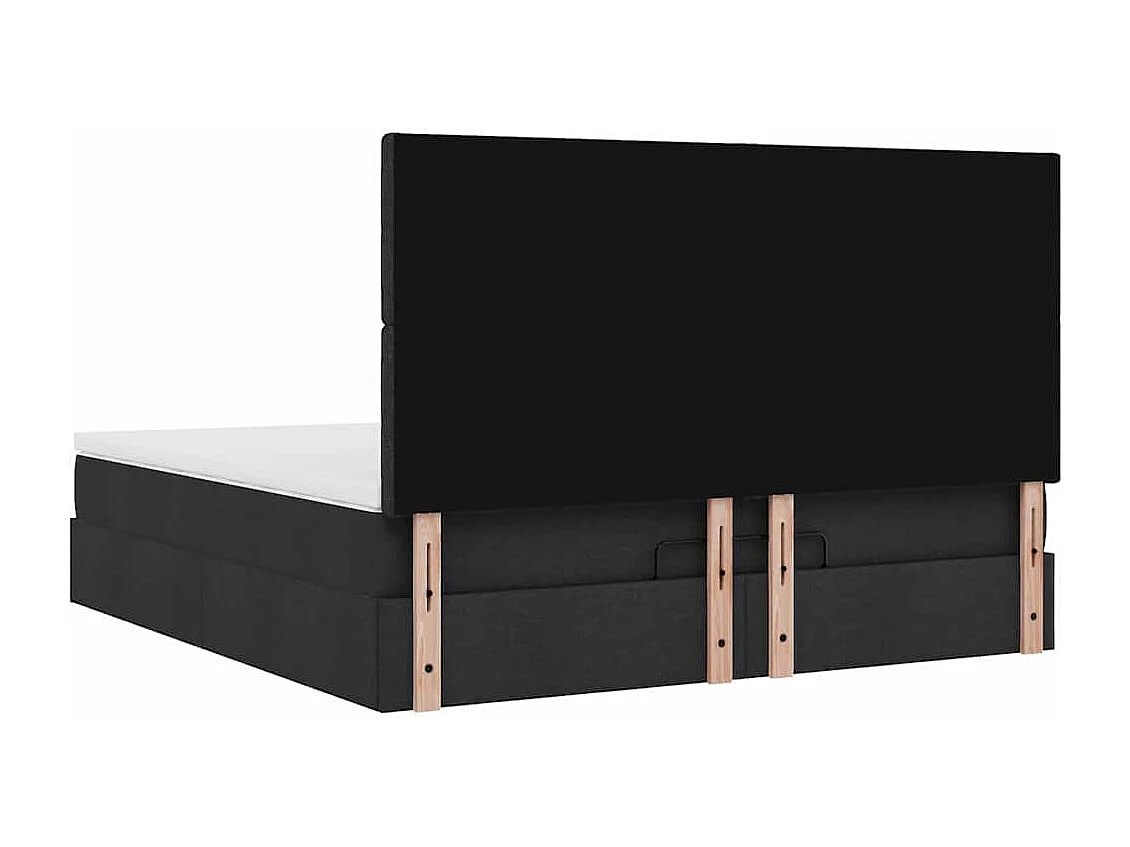 Estructura de cama otomana con colchón tela negra 180x200cm
