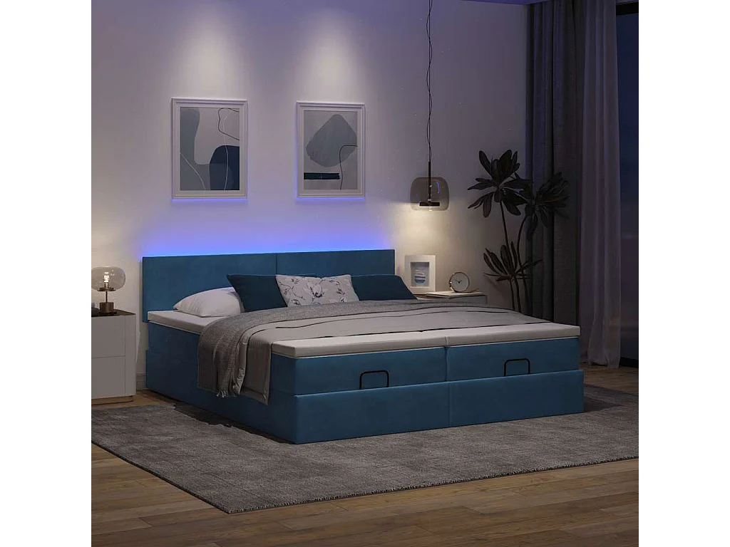 Ottoman bed met matrassen en LED's 180x200cm fluweel