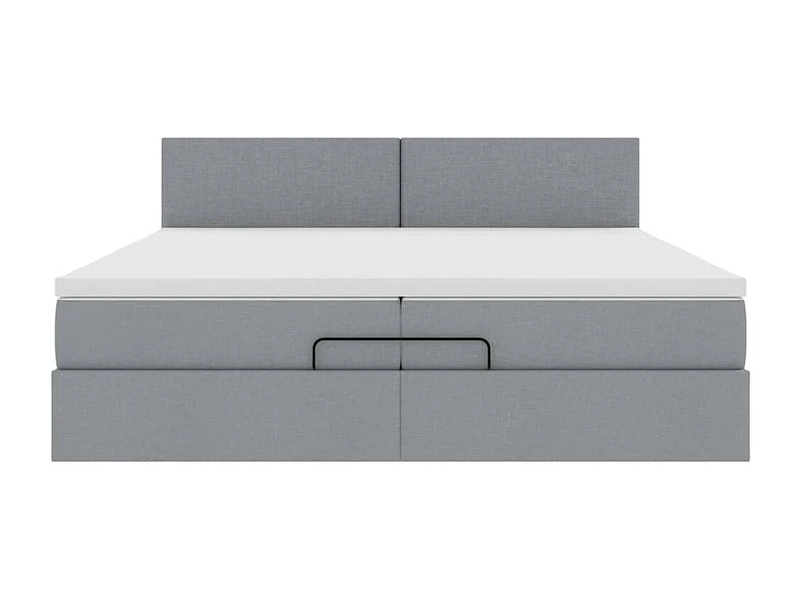 Cadre de lit ottoman avec matelas gris clair 200x200 cm tissu