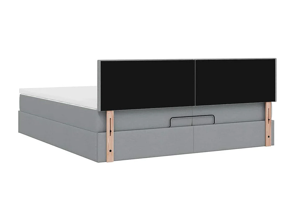 Cadre de lit ottoman avec matelas gris clair 200x200 cm tissu