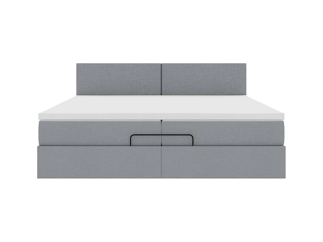 Estructura de cama otomana con colchón gris claro 200x200 cm