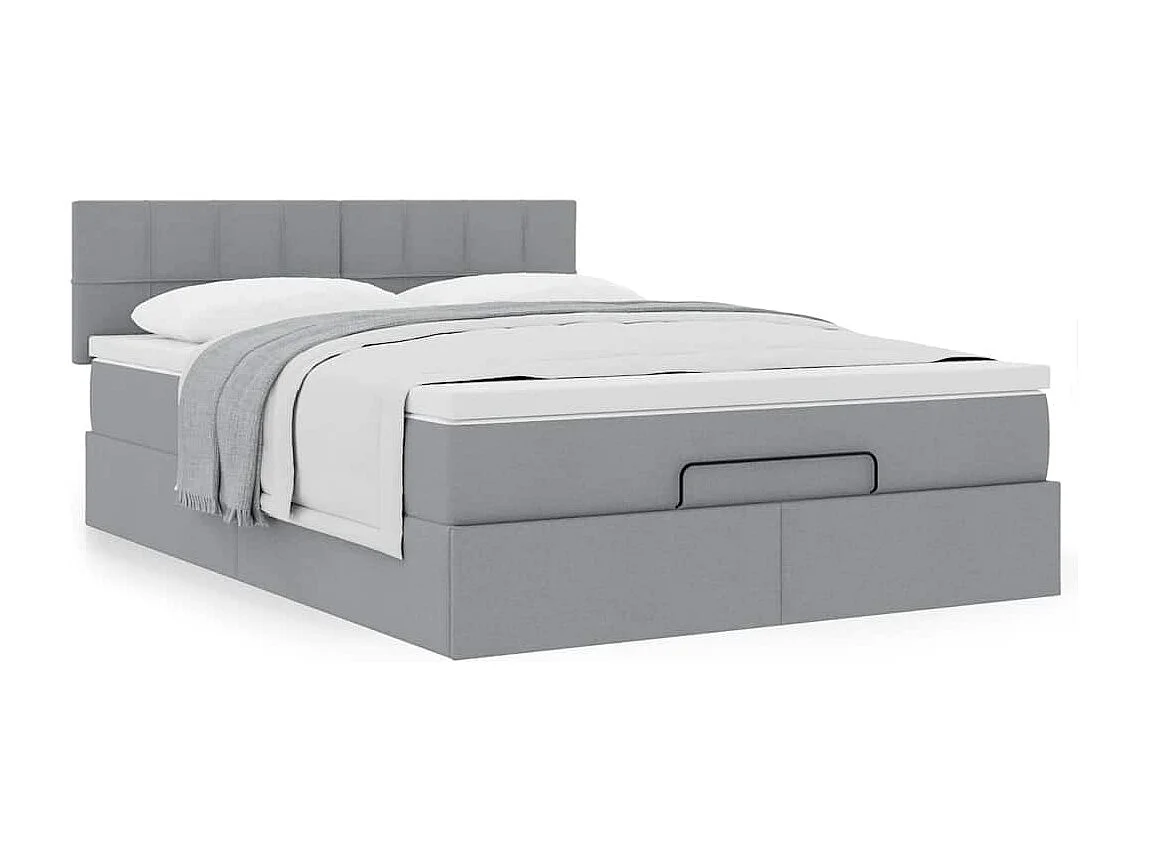 Ottoman bed met matras 140x200cm stof lichtgrijs