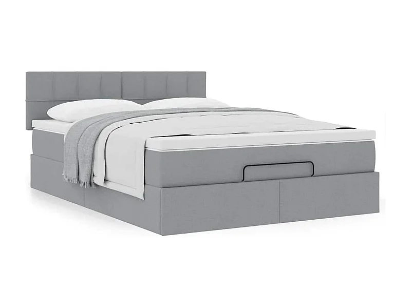 Ottoman bed met matras 140x200cm stof lichtgrijs