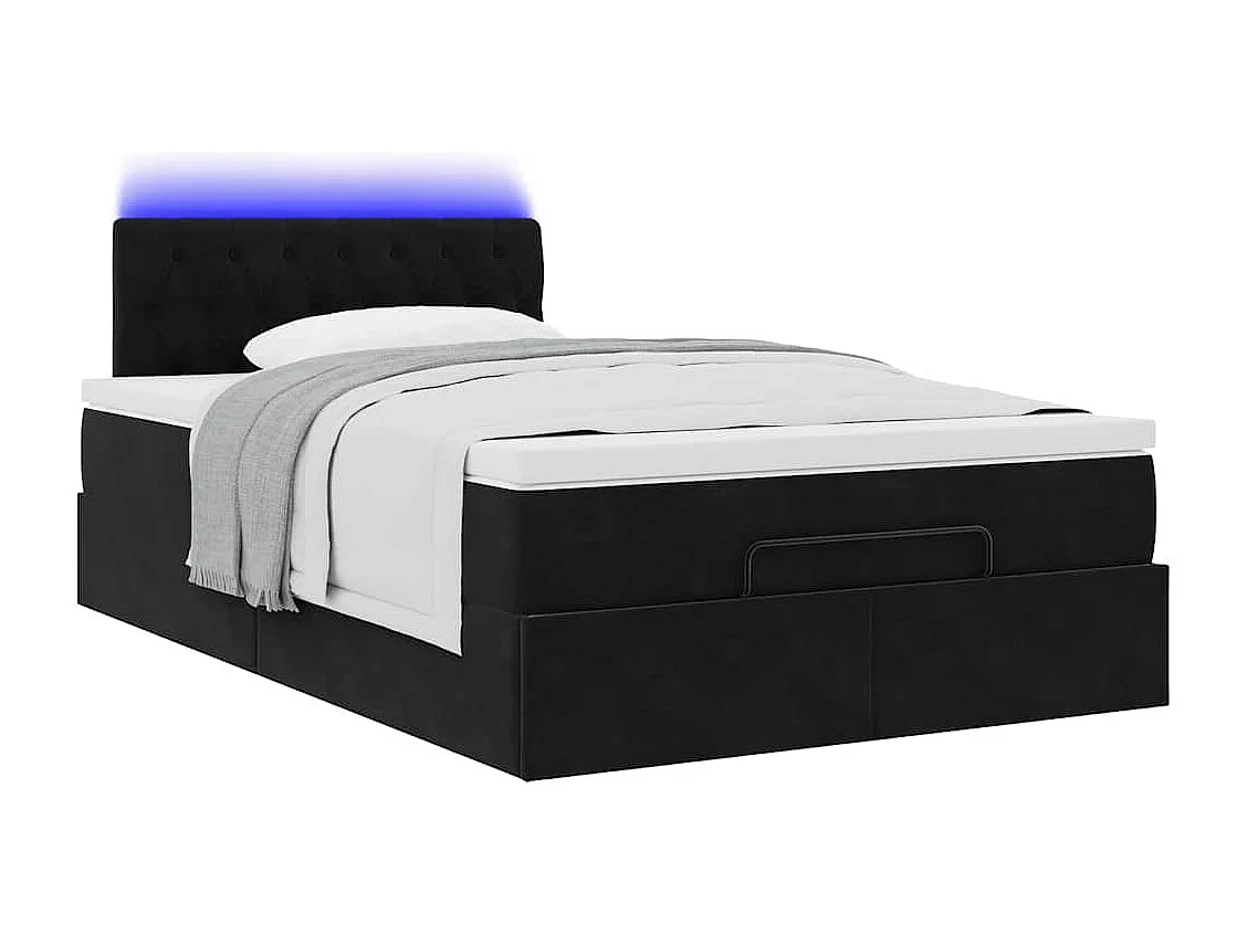 Cadre de lit ottoman avec matelas noir 120x200 cm velours