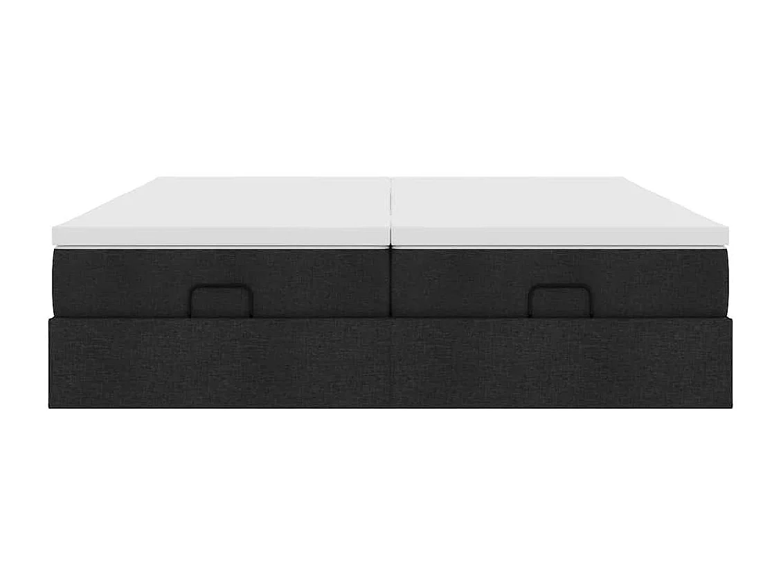 Cadre de lit ottoman avec matelas noir 180x200cm tissu