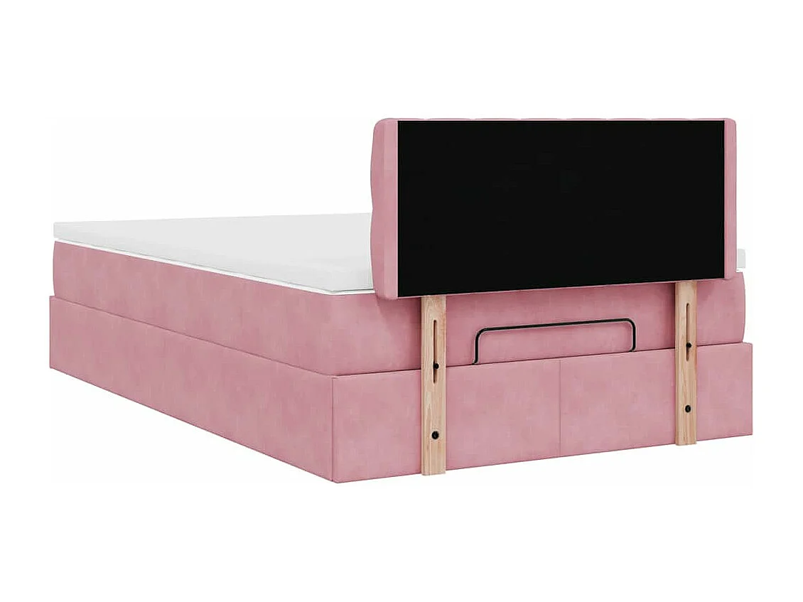Cadre de lit ottoman avec matelas rose 120x190 cm velours