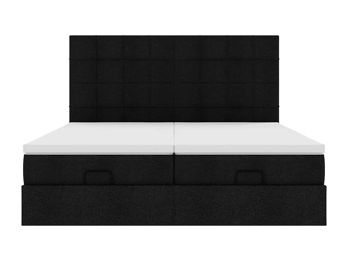 Cadre de lit ottoman avec matelas noir 200x200cm tissu