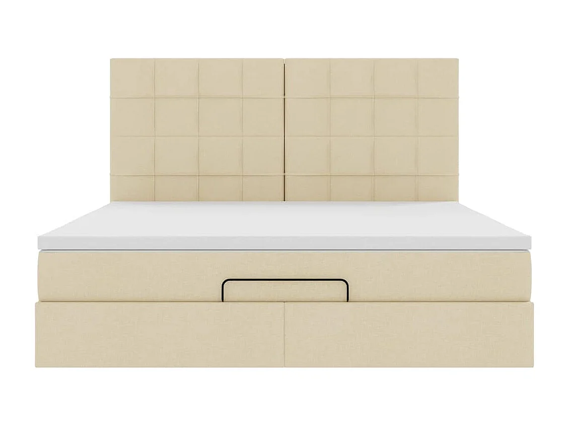 Cadre de lit ottoman avec matelas crème 160x200 cm tissu