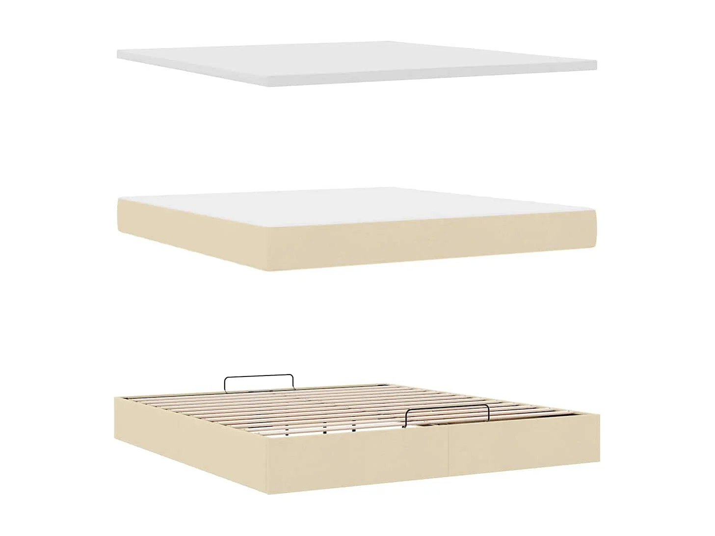 Cadre de lit ottoman avec matelas crème 160x200 cm tissu