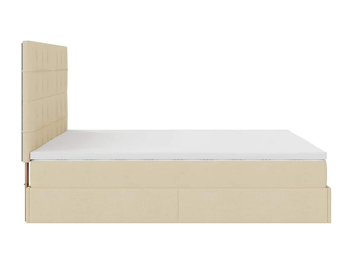 Estrutura de cama otomana com colchão tecido creme 160x200cm