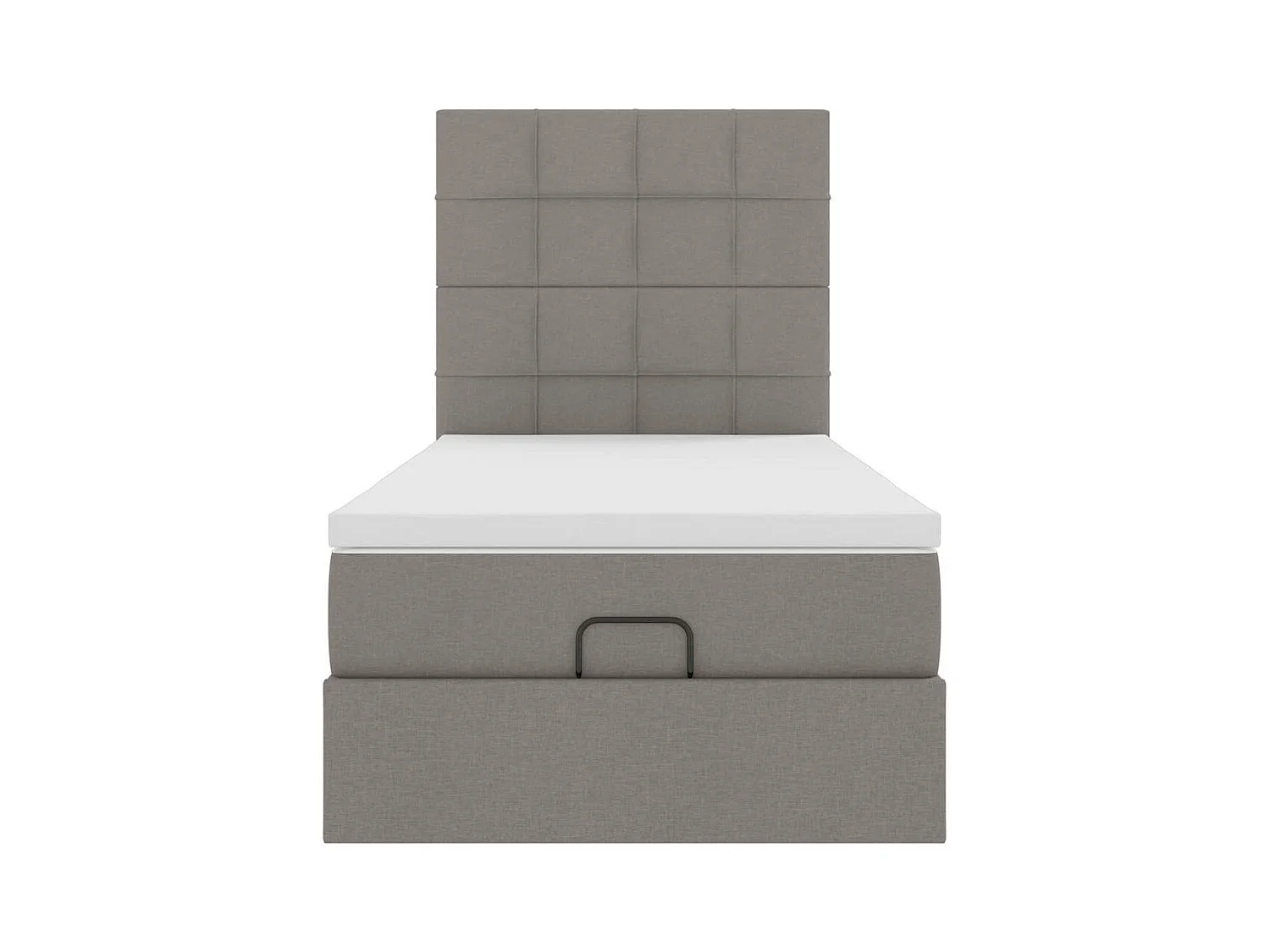 Estrutura de cama otomana com colchão tecido cinzento 90x190cm