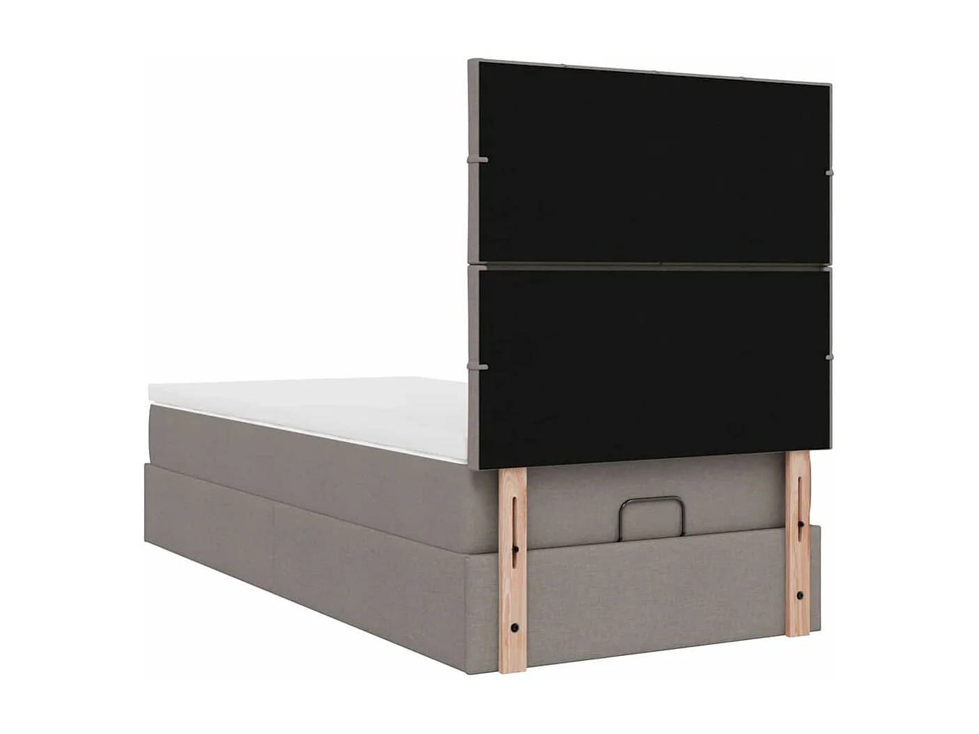 Estrutura de cama otomana com colchão tecido cinzento 90x190cm
