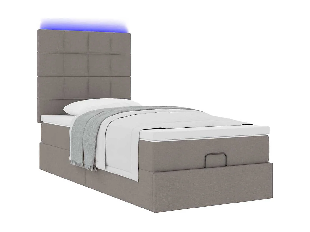 Cadre de lit ottoman avec matelas taupe 90x190 cm tissu