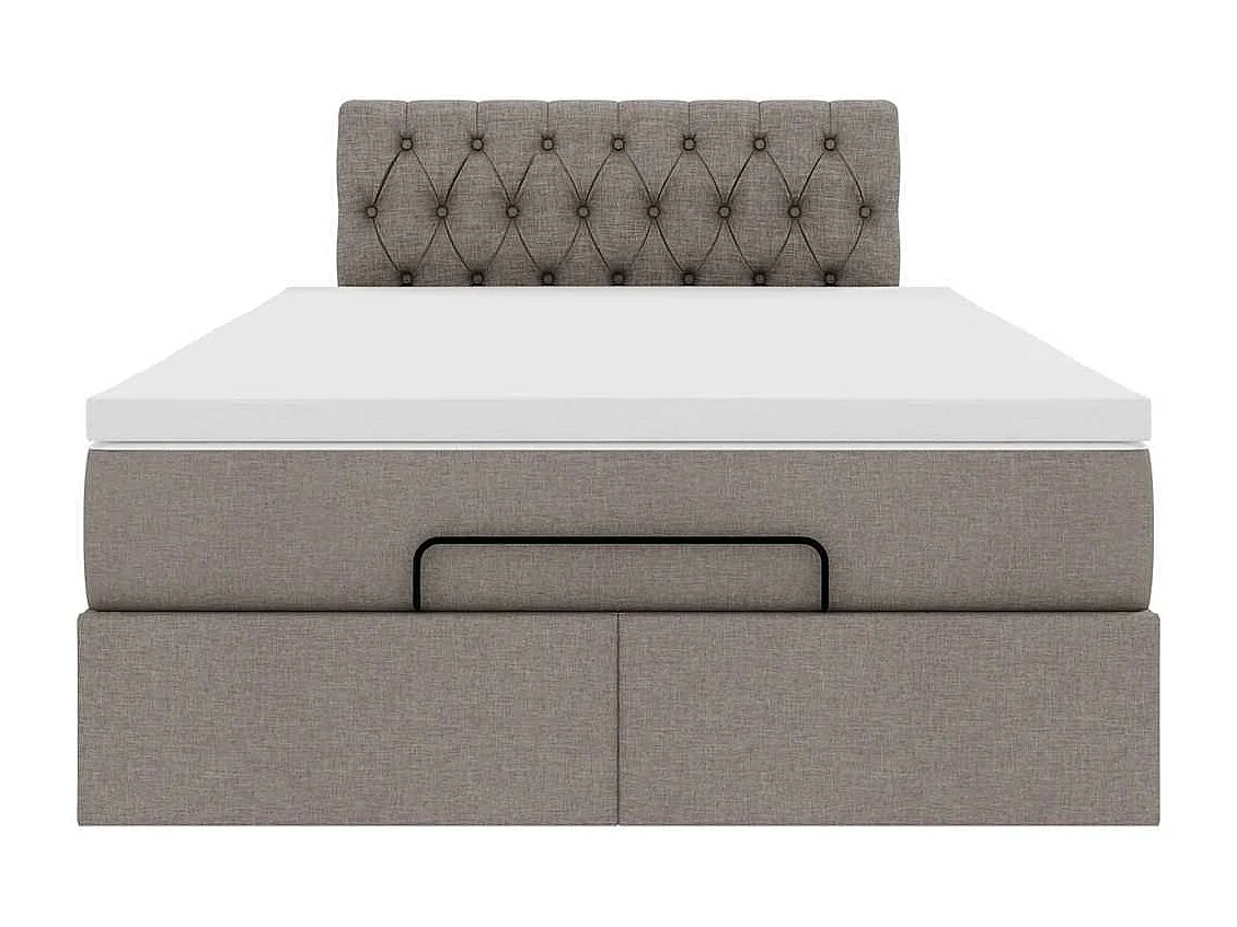 Estructura de cama otomana colchón tela gris pardo 120x200cm