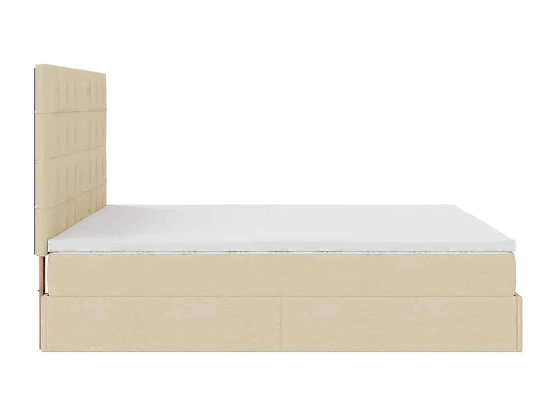 Estructura de cama otomana con colchón tela crema 180x200cm
