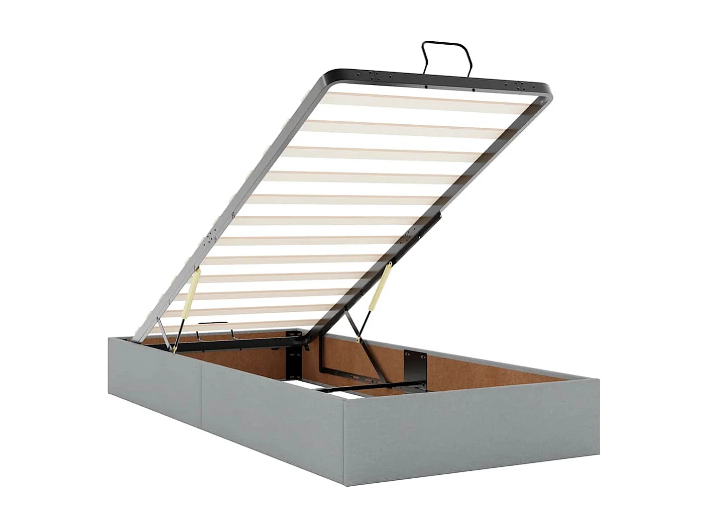 Cadre de lit ottoman et matelas gris clair 90x190 cm tissu