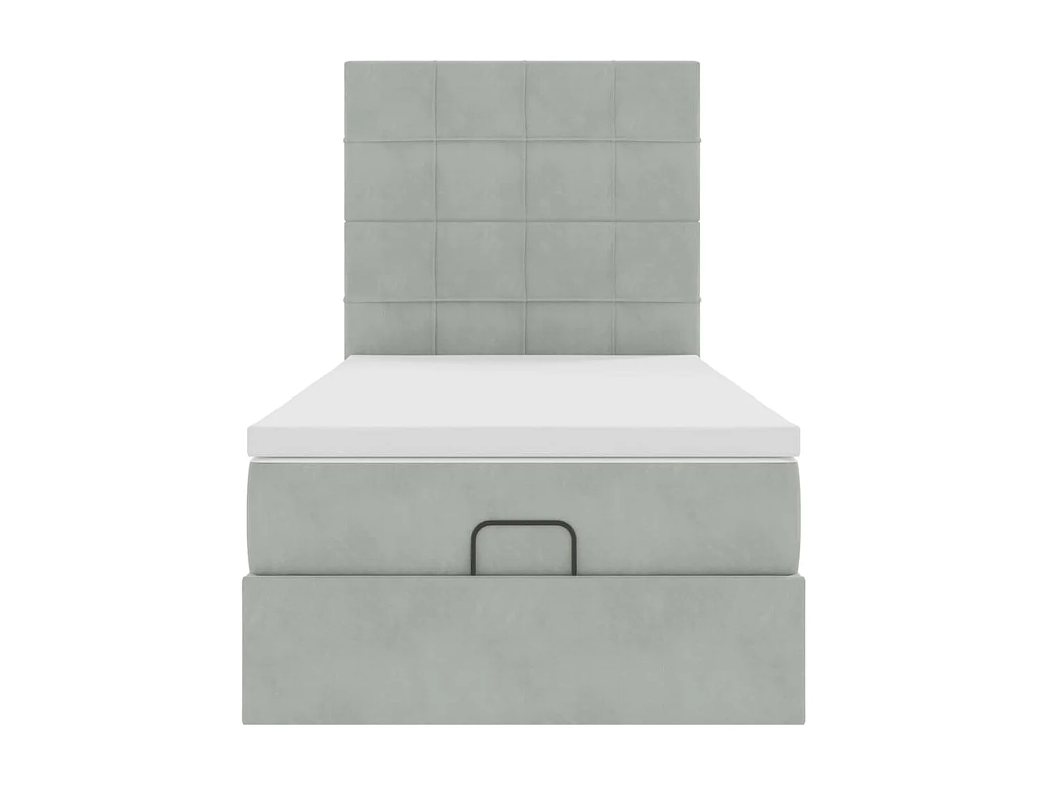 Ottoman bed met matrassen 90x200cm fluweel lichtgrijs