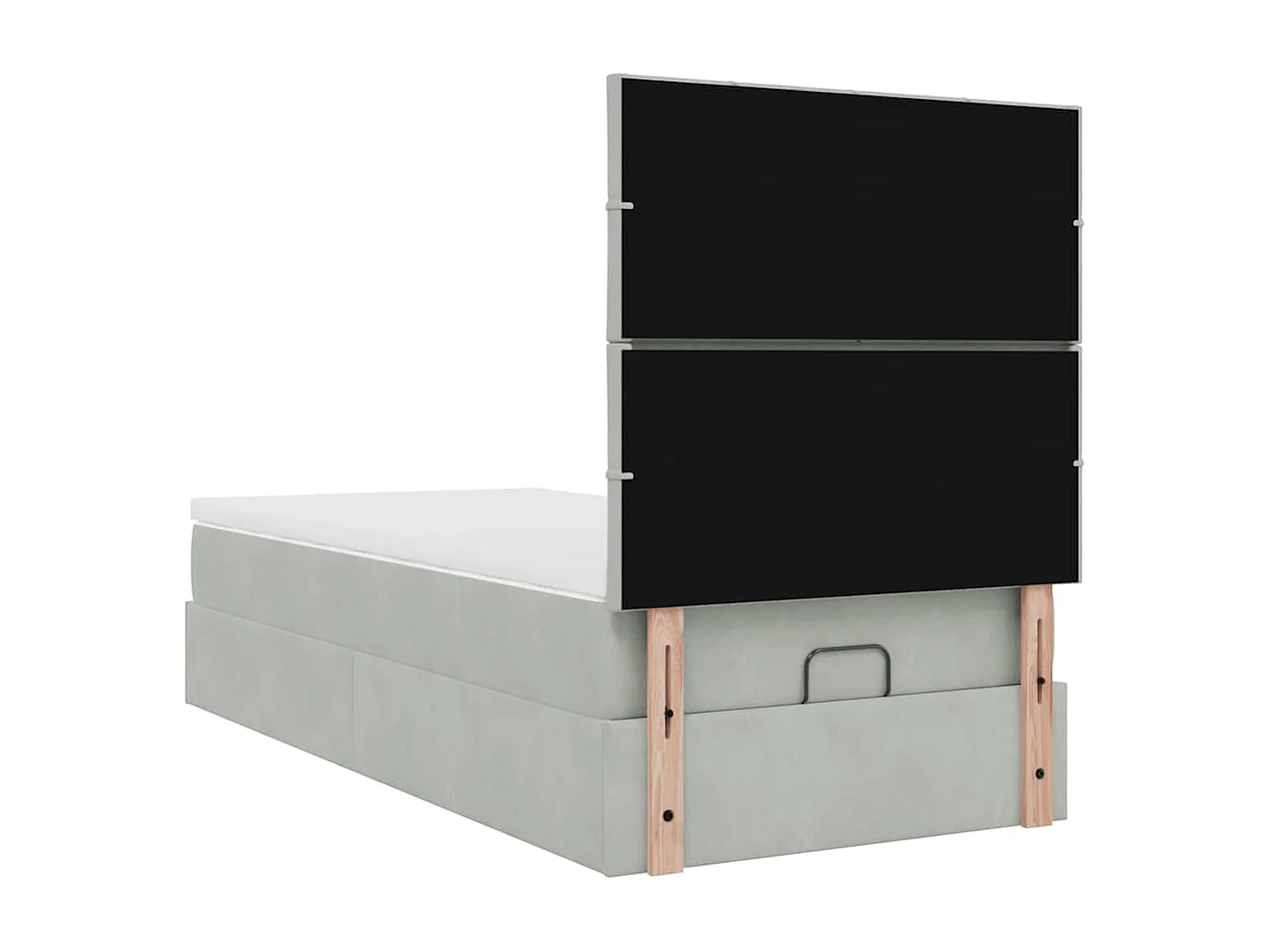 Ottoman bed met matrassen 90x200cm fluweel lichtgrijs