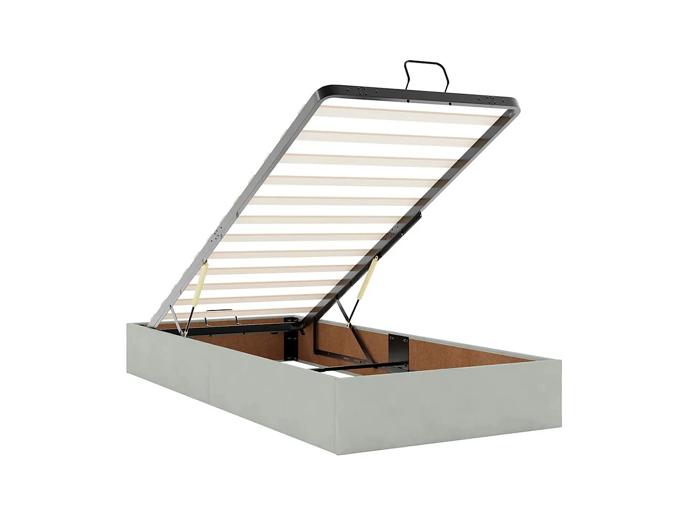 Cadre de lit ottoman et matelas gris clair 90x200 cm velours
