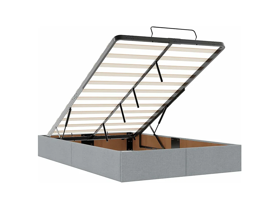Cadre de lit ottoman avec matelas gris clair 120x190 cm tissu
