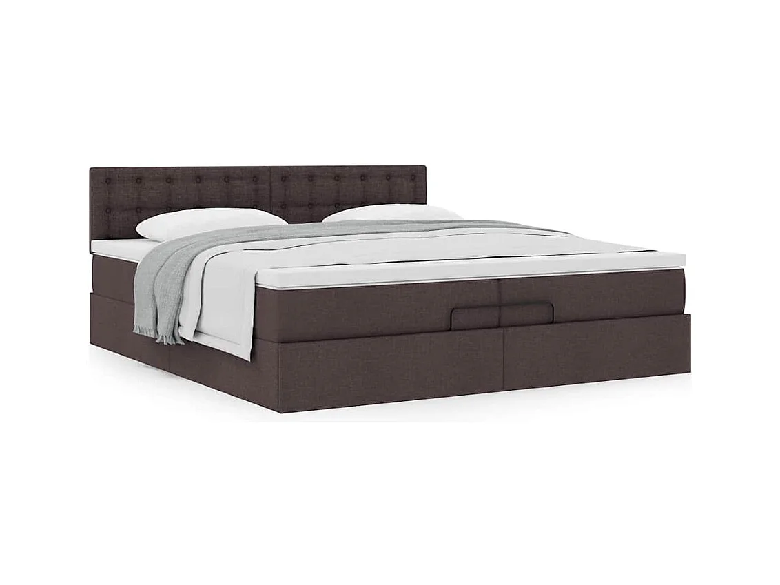 Estrutura de cama otomana com colchão 200x200cm castanho-escuro