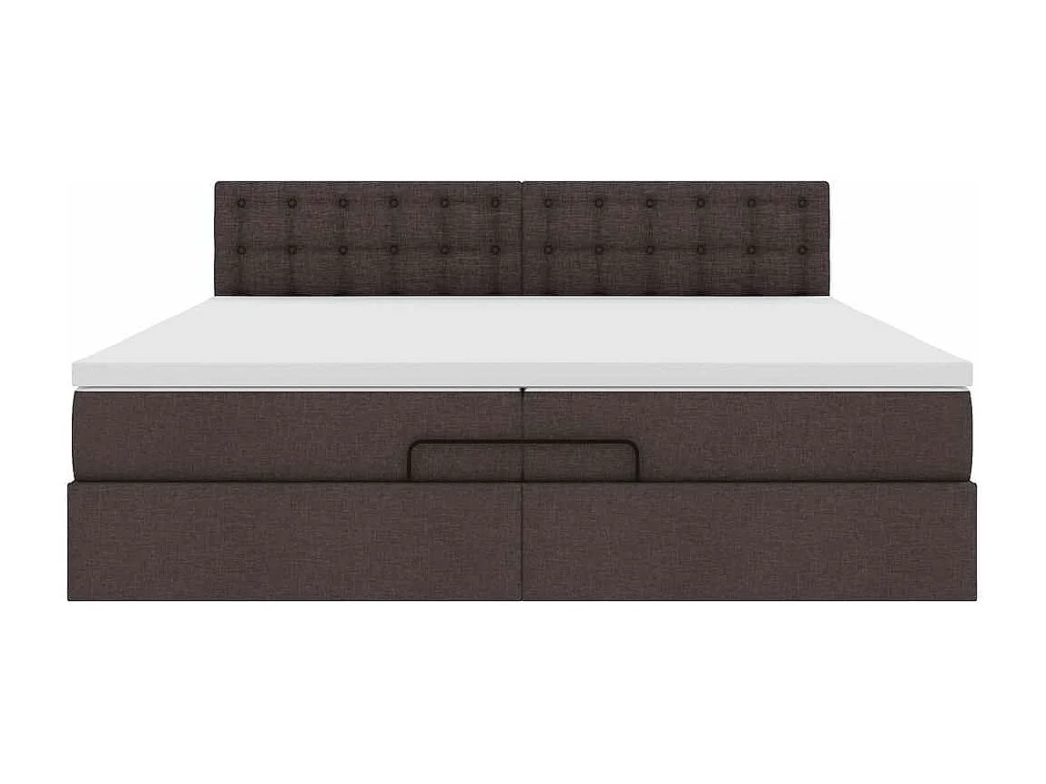 Cadre de lit ottoman avec matelas marron foncé 200x200 cm tissu
