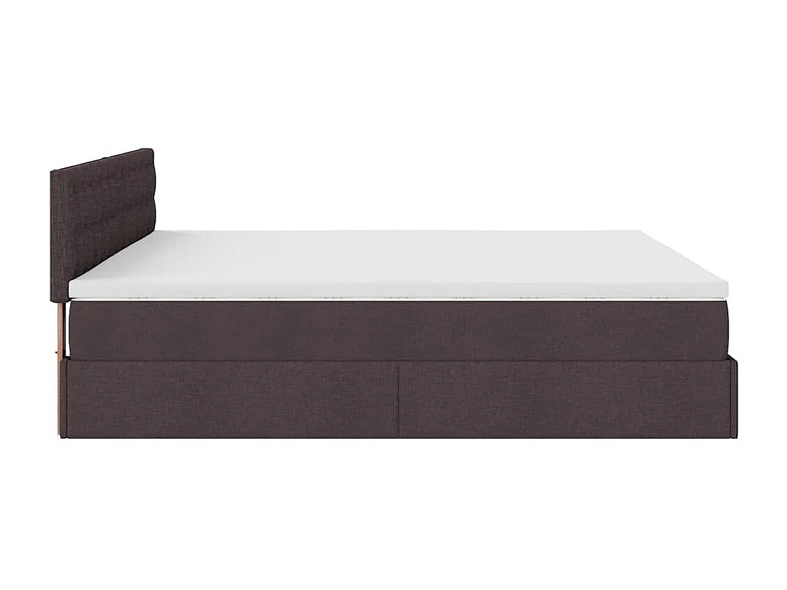 Cadre de lit ottoman avec matelas marron foncé 200x200 cm tissu