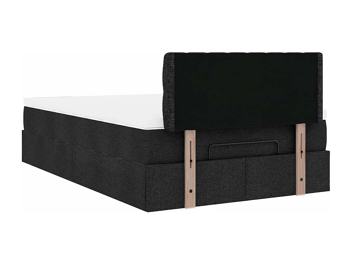 Cadre de lit ottoman avec matelas noir 120x200cm tissu