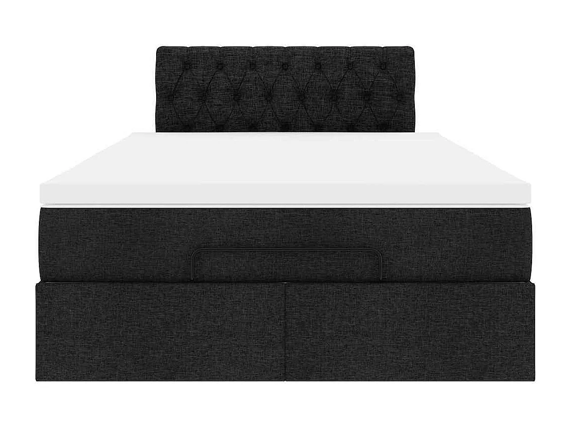 moldura de cama síriaXL otomana com colchão preto tecido