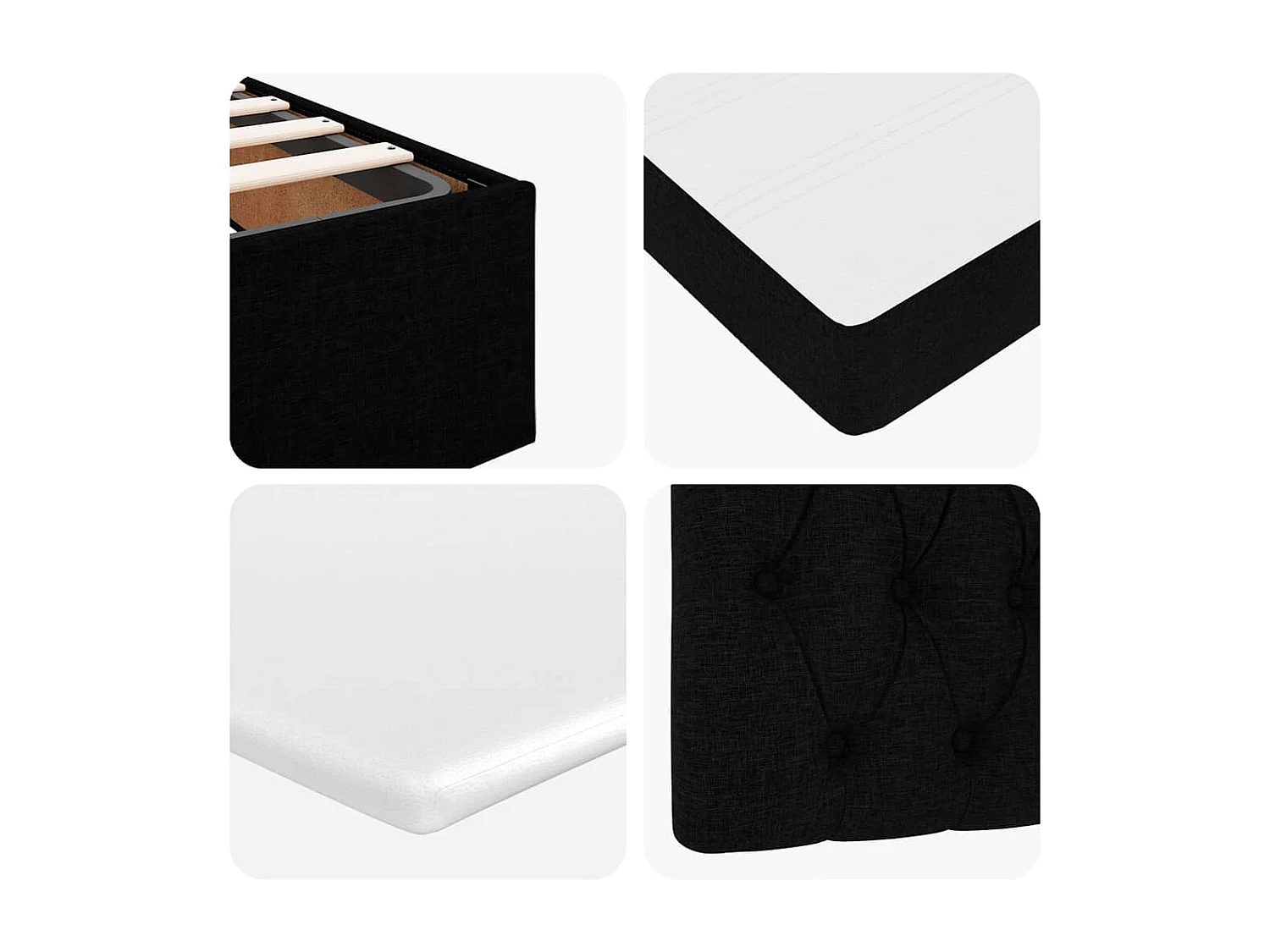 moldura de cama síriaXL otomana com colchão preto tecido