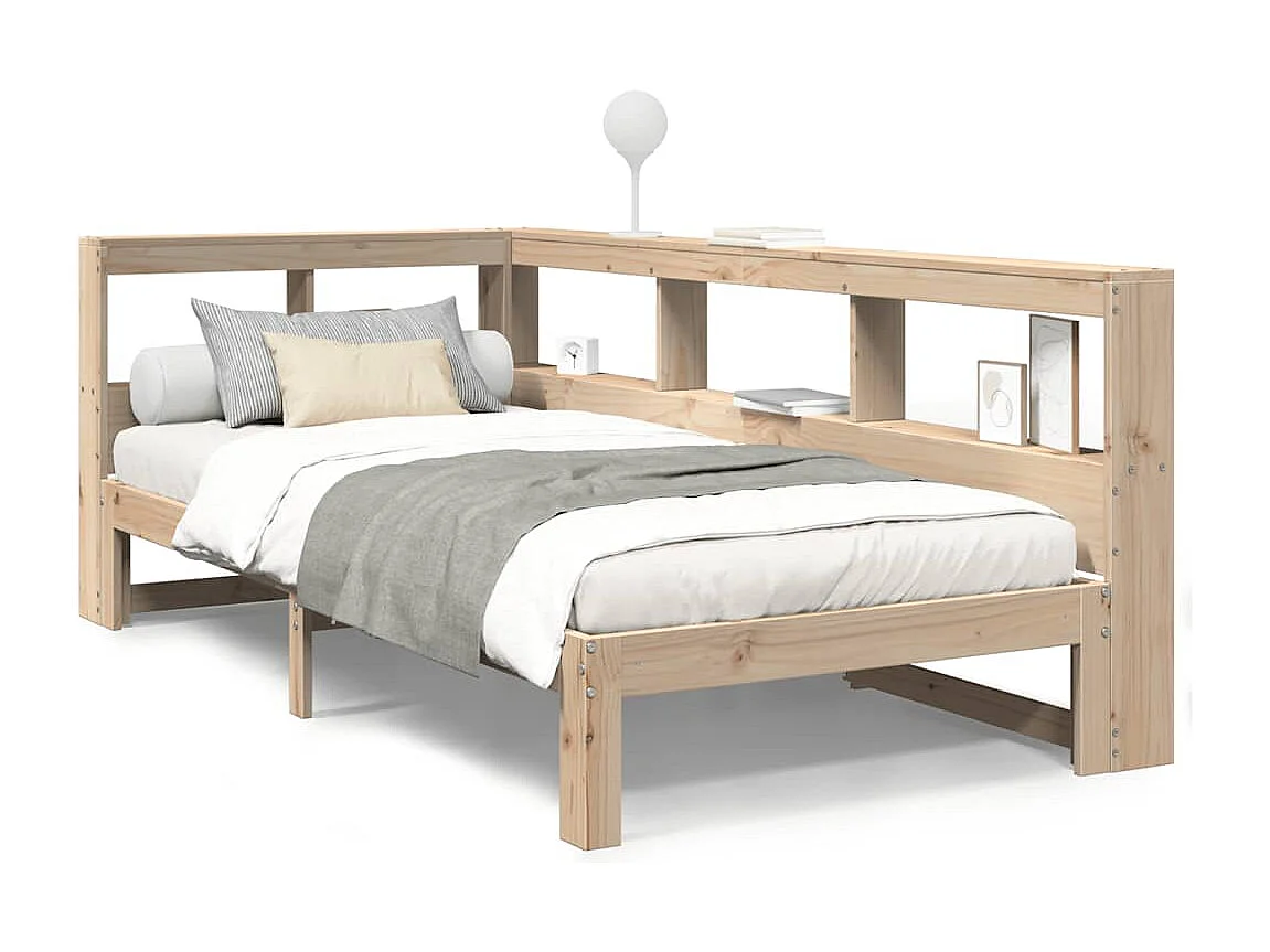 Lit bibliothèque sans matelas 90x190 cm bois de pin massif