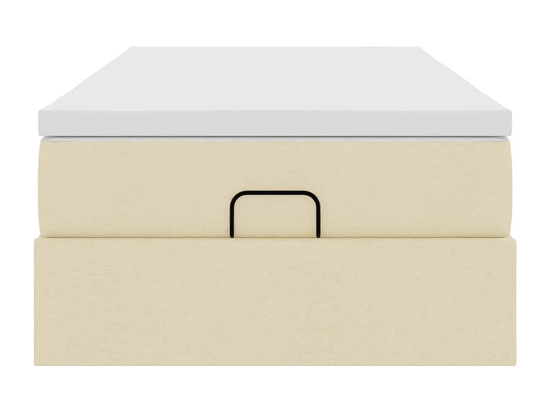 Cadre de lit ottoman avec matelas crème 80x200 cm tissu