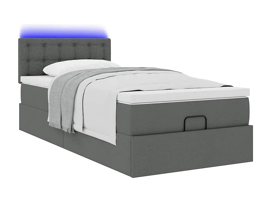 Ottoman bed met matras en LED's 90x190cm stof donkergrijs