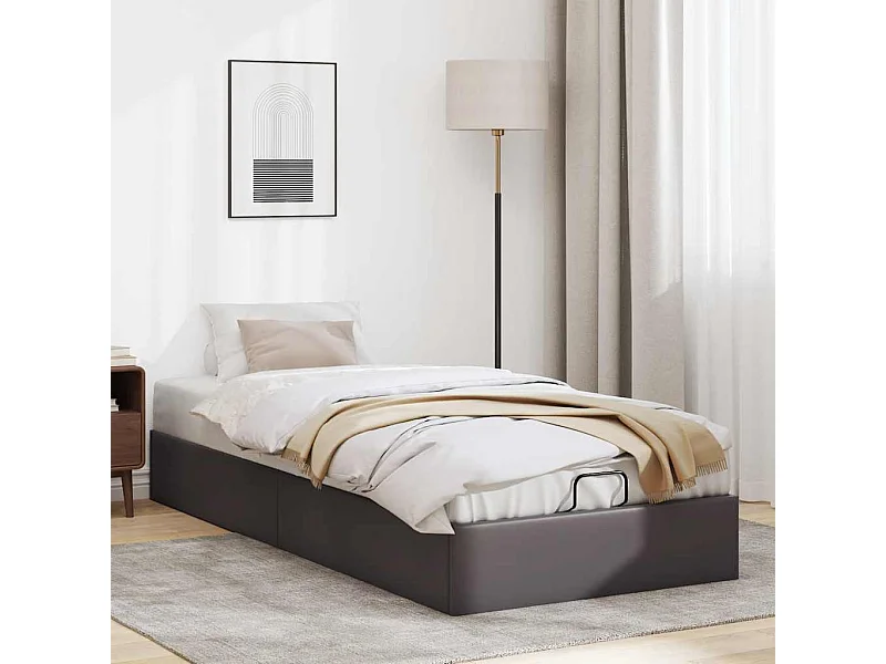 Bedframe zonder matras 90x200 cm kunstleer grijs