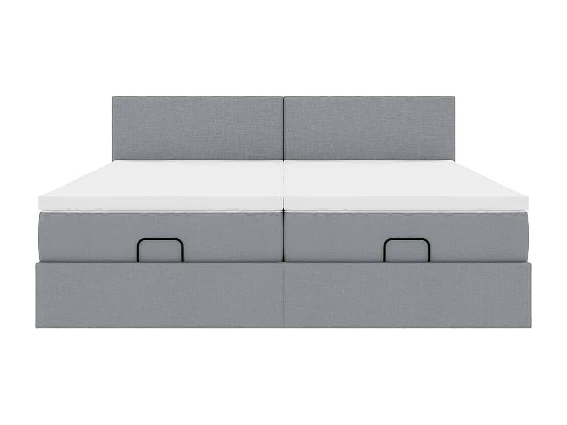 Cadre de lit ottoman et matelas gris clair 200x200cm tissu