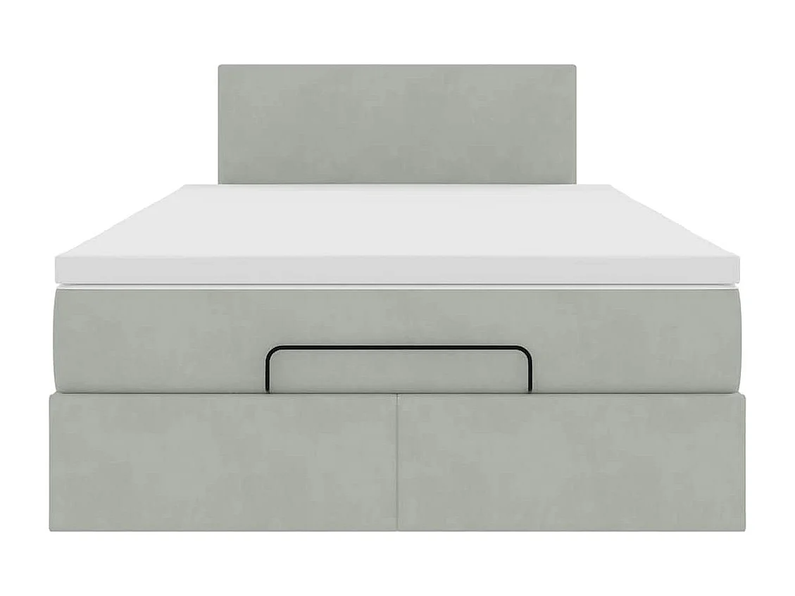 Cadre de lit ottoman avec matelas gris clair 120x190 cm velours