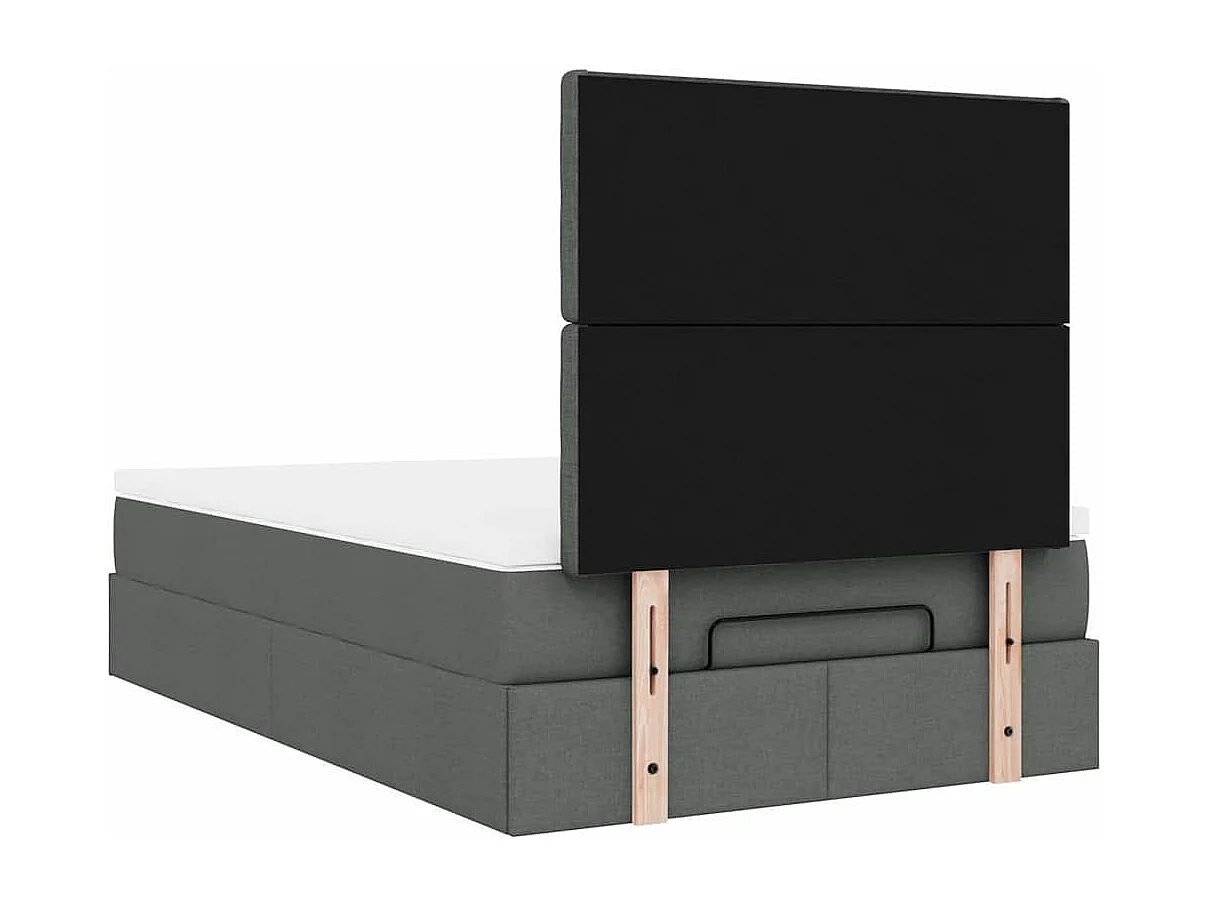 Cadre de lit ottoman avec matelas gris foncé 120x200cm tissu