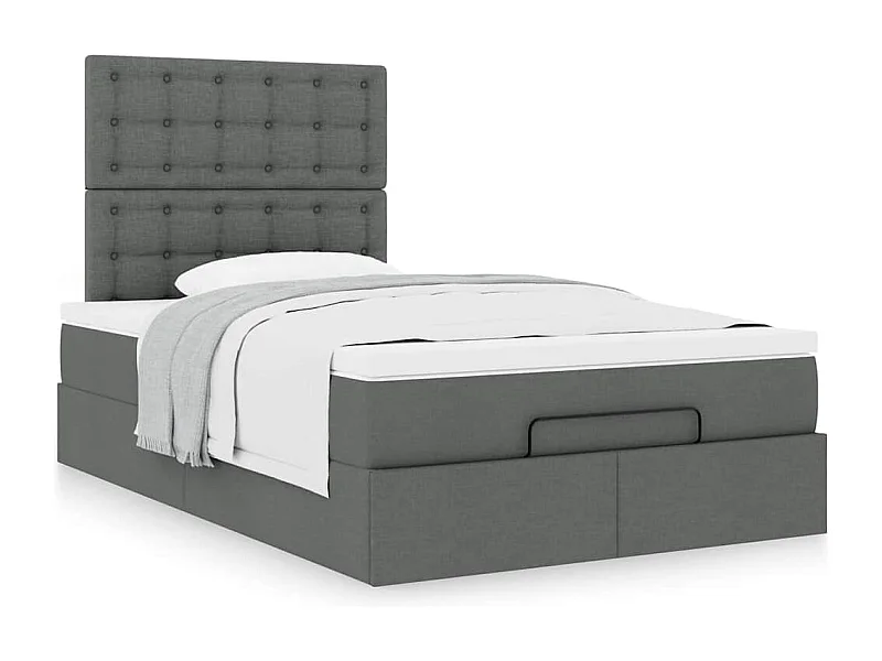 Cadre de lit ottoman avec matelas gris foncé 120x200cm tissu