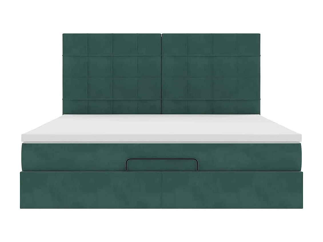 Cadre de lit ottoman avec matelas vert foncé 180x200cm velours