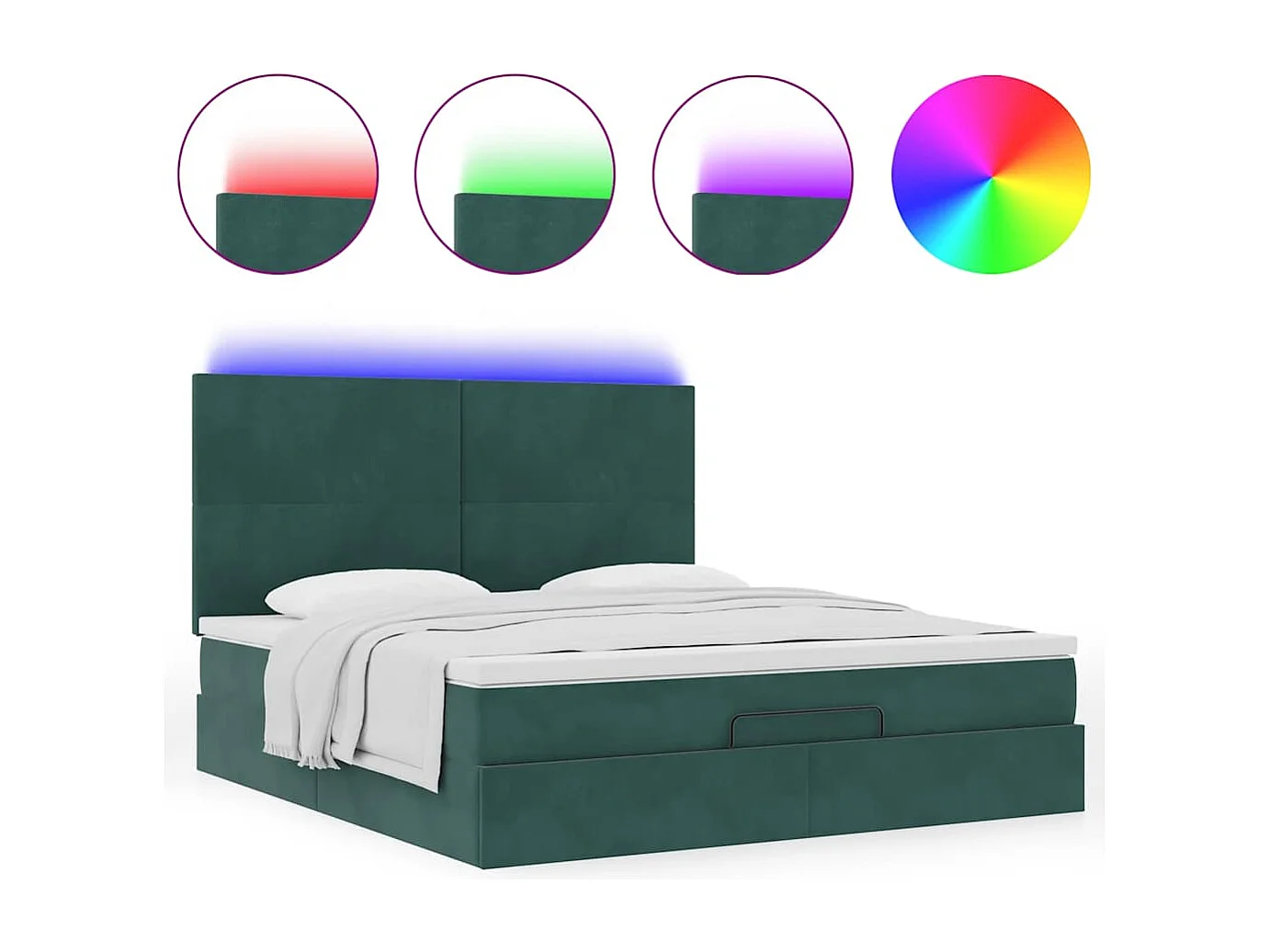 Ottoman bed met matrassen en LED's 160x200cm fluweel