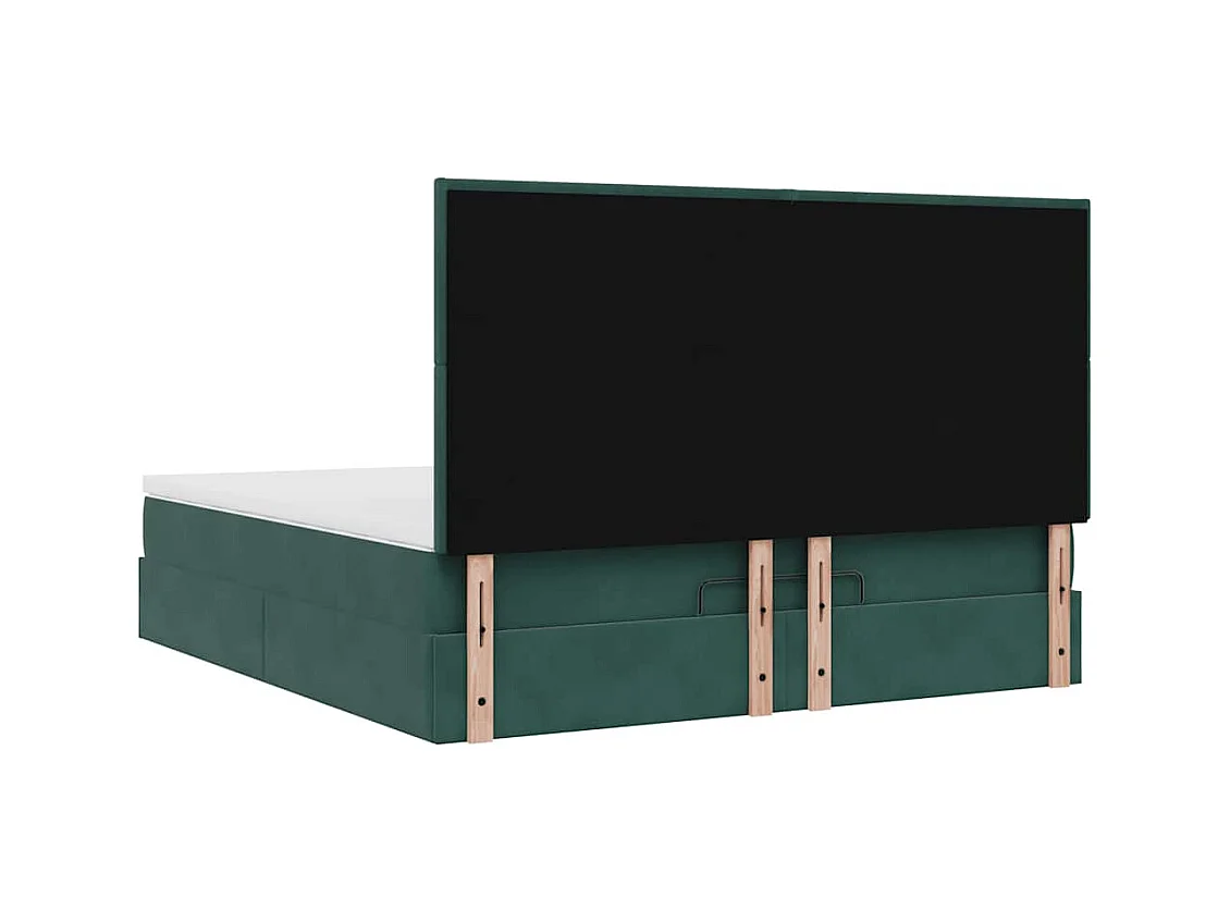 Cadre de lit ottoman avec matelas vert foncé 160x200 cm velours