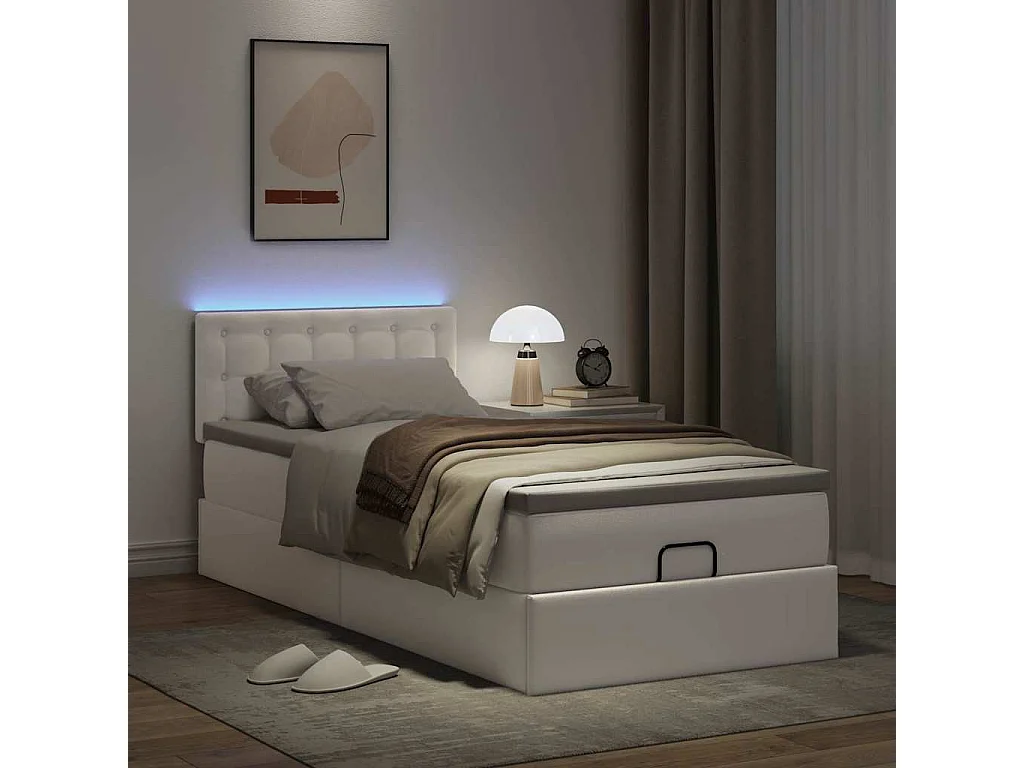 Ottoman bed met matrassen en LED's 100x200cm kunstleer