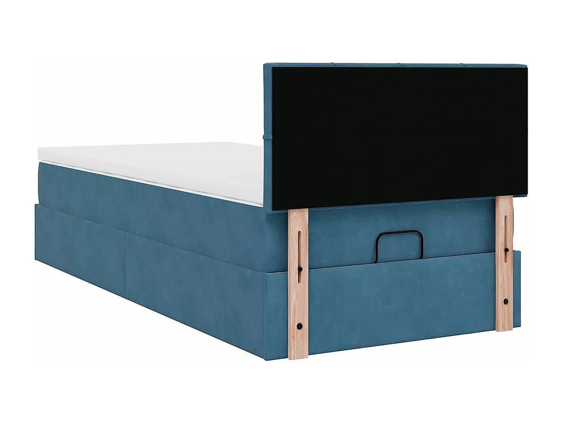 Estructura de cama otomana con colchón terciopelo azul oscuro