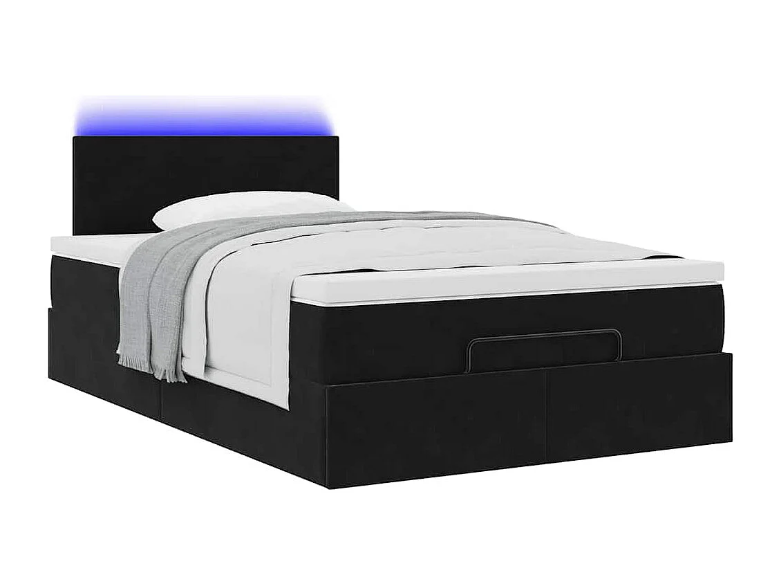 Cadre de lit ottoman avec matelas noir 120x200 cm velours